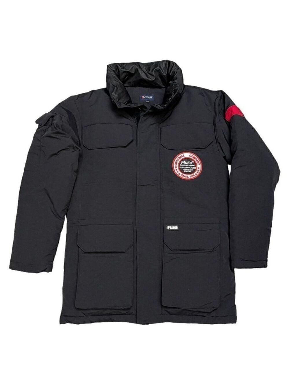 FLUKE Luxury Designer Streetwear Winter DOWN FILL Puffer Parka Coat - Small